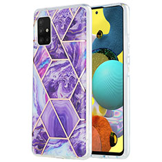 Coque Silicone Motif Fantaisie Souple Couleur Unie Etui Housse Y01B pour Samsung Galaxy A51 5G Violet