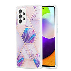 Coque Silicone Motif Fantaisie Souple Couleur Unie Etui Housse Y01B pour Samsung Galaxy A52 5G Violet Clair