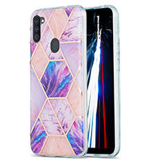 Coque Silicone Motif Fantaisie Souple Couleur Unie Etui Housse Y01B pour Samsung Galaxy M11 Violet Clair