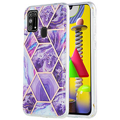 Coque Silicone Motif Fantaisie Souple Couleur Unie Etui Housse Y01B pour Samsung Galaxy M31 Prime Edition Violet