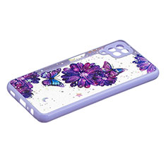 Coque Silicone Motif Fantaisie Souple Couleur Unie Etui Housse Y01X pour Samsung Galaxy F12 Violet