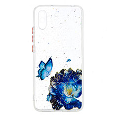 Coque Silicone Motif Fantaisie Souple Couleur Unie Etui Housse Y01X pour Xiaomi Redmi 9A Bleu