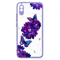 Coque Silicone Motif Fantaisie Souple Couleur Unie Etui Housse Y01X pour Xiaomi Redmi 9A Violet