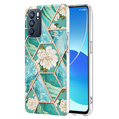 Coque Silicone Motif Fantaisie Souple Couleur Unie Etui Housse Y02B pour Oppo Reno6 5G Vert