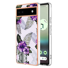 Coque Silicone Motif Fantaisie Souple Couleur Unie Etui Housse Y03B pour Google Pixel 6a 5G Violet