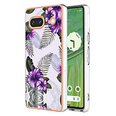 Coque Silicone Motif Fantaisie Souple Couleur Unie Etui Housse Y03B pour Google Pixel 7a 5G Violet