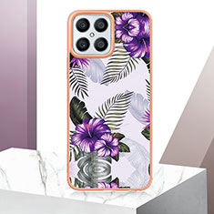 Coque Silicone Motif Fantaisie Souple Couleur Unie Etui Housse Y03B pour Huawei Honor X8 4G Violet