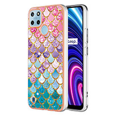 Coque Silicone Motif Fantaisie Souple Couleur Unie Etui Housse Y03B pour Realme C21Y Colorful