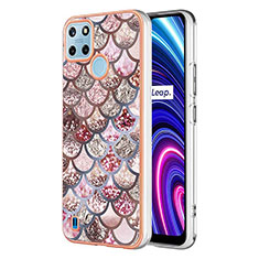 Coque Silicone Motif Fantaisie Souple Couleur Unie Etui Housse Y03B pour Realme C25Y India Marron