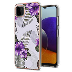 Coque Silicone Motif Fantaisie Souple Couleur Unie Etui Housse Y03B pour Samsung Galaxy A22 5G Violet