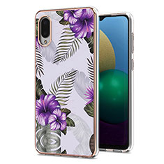 Coque Silicone Motif Fantaisie Souple Couleur Unie Etui Housse Y03B pour Samsung Galaxy M02 Violet