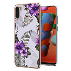 Coque Silicone Motif Fantaisie Souple Couleur Unie Etui Housse Y03B pour Samsung Galaxy M11 Violet