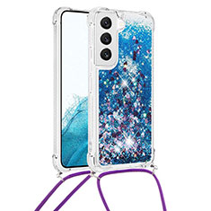 Coque Silicone Motif Fantaisie Souple Couleur Unie Etui Housse Y03B pour Samsung Galaxy S21 Plus 5G Bleu