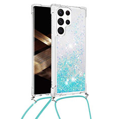 Coque Silicone Motif Fantaisie Souple Couleur Unie Etui Housse Y03B pour Samsung Galaxy S24 Ultra 5G Cyan