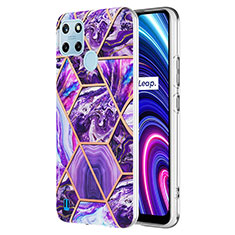 Coque Silicone Motif Fantaisie Souple Couleur Unie Etui Housse Y04B pour Realme C21Y Violet