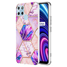 Coque Silicone Motif Fantaisie Souple Couleur Unie Etui Housse Y04B pour Realme C21Y Violet Clair