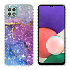 Coque Silicone Motif Fantaisie Souple Couleur Unie Etui Housse Y04B pour Samsung Galaxy A22 5G Violet