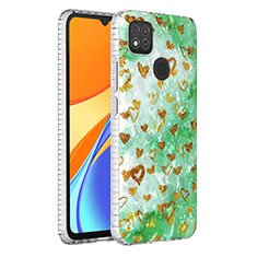 Coque Silicone Motif Fantaisie Souple Couleur Unie Etui Housse Y04B pour Xiaomi Redmi 9 Activ Vert