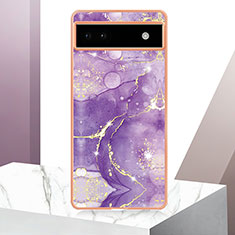 Coque Silicone Motif Fantaisie Souple Couleur Unie Etui Housse Y05B pour Google Pixel 6a 5G Violet