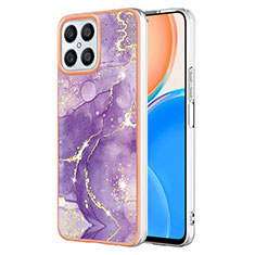 Coque Silicone Motif Fantaisie Souple Couleur Unie Etui Housse Y05B pour Huawei Honor X8 4G Violet