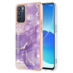 Coque Silicone Motif Fantaisie Souple Couleur Unie Etui Housse Y05B pour Oppo Reno6 5G Violet