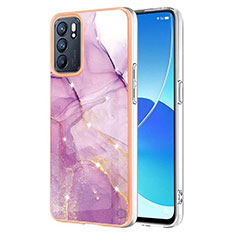 Coque Silicone Motif Fantaisie Souple Couleur Unie Etui Housse Y05B pour Oppo Reno6 5G Violet Clair