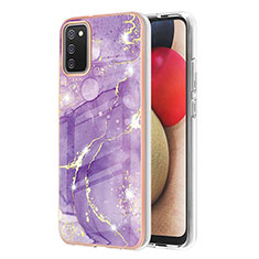 Coque Silicone Motif Fantaisie Souple Couleur Unie Etui Housse Y05B pour Samsung Galaxy A02s Violet