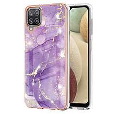 Coque Silicone Motif Fantaisie Souple Couleur Unie Etui Housse Y05B pour Samsung Galaxy A12 5G Violet