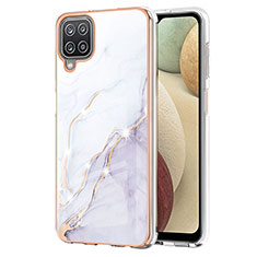 Coque Silicone Motif Fantaisie Souple Couleur Unie Etui Housse Y05B pour Samsung Galaxy A12 Blanc