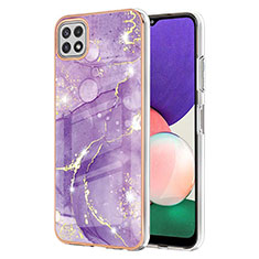 Coque Silicone Motif Fantaisie Souple Couleur Unie Etui Housse Y05B pour Samsung Galaxy F42 5G Violet