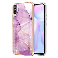 Coque Silicone Motif Fantaisie Souple Couleur Unie Etui Housse Y05B pour Xiaomi Redmi 9AT Violet Clair