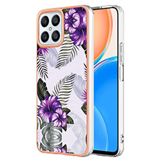 Coque Silicone Motif Fantaisie Souple Couleur Unie Etui Housse Y06B pour Huawei Honor X8 4G Violet