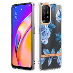 Coque Silicone Motif Fantaisie Souple Couleur Unie Etui Housse Y06B pour Oppo F19 Pro+ Plus 5G Bleu