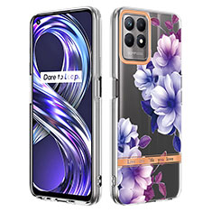 Coque Silicone Motif Fantaisie Souple Couleur Unie Etui Housse Y06B pour Realme 8i Violet