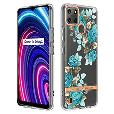 Coque Silicone Motif Fantaisie Souple Couleur Unie Etui Housse Y06B pour Realme C21Y Cyan