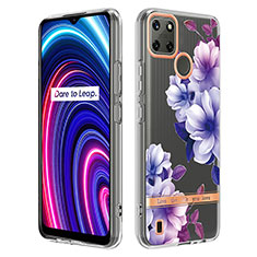 Coque Silicone Motif Fantaisie Souple Couleur Unie Etui Housse Y06B pour Realme C21Y Violet