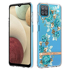 Coque Silicone Motif Fantaisie Souple Couleur Unie Etui Housse Y06B pour Samsung Galaxy A12 5G Cyan