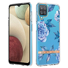 Coque Silicone Motif Fantaisie Souple Couleur Unie Etui Housse Y06B pour Samsung Galaxy A12 Bleu