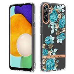 Coque Silicone Motif Fantaisie Souple Couleur Unie Etui Housse Y06B pour Samsung Galaxy A13 5G Cyan