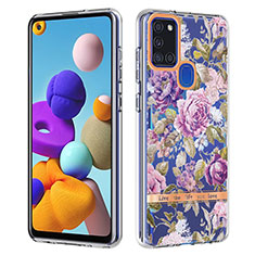 Coque Silicone Motif Fantaisie Souple Couleur Unie Etui Housse Y06B pour Samsung Galaxy A21s Violet Clair