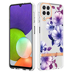 Coque Silicone Motif Fantaisie Souple Couleur Unie Etui Housse Y06B pour Samsung Galaxy A22 4G Violet