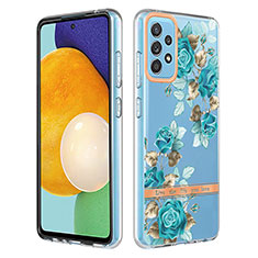 Coque Silicone Motif Fantaisie Souple Couleur Unie Etui Housse Y06B pour Samsung Galaxy A52 5G Cyan