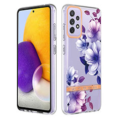 Coque Silicone Motif Fantaisie Souple Couleur Unie Etui Housse Y06B pour Samsung Galaxy A72 5G Violet