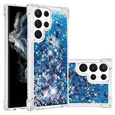 Coque Silicone Motif Fantaisie Souple Couleur Unie Etui Housse Y06B pour Samsung Galaxy S21 Ultra 5G Bleu