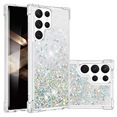 Coque Silicone Motif Fantaisie Souple Couleur Unie Etui Housse Y06B pour Samsung Galaxy S24 Ultra 5G Argent