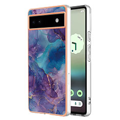 Coque Silicone Motif Fantaisie Souple Couleur Unie Etui Housse Y07B pour Google Pixel 6a 5G Violet