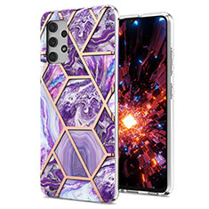 Coque Silicone Motif Fantaisie Souple Couleur Unie Etui Housse Y07B pour Samsung Galaxy A32 5G Violet