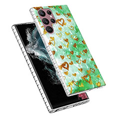 Coque Silicone Motif Fantaisie Souple Couleur Unie Etui Housse Y07B pour Samsung Galaxy S21 Ultra 5G Vert