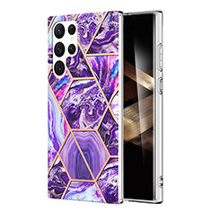 Coque Silicone Motif Fantaisie Souple Couleur Unie Etui Housse Y08B pour Samsung Galaxy S25 Ultra 5G Violet