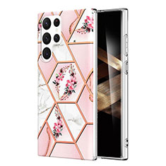 Coque Silicone Motif Fantaisie Souple Couleur Unie Etui Housse Y09B pour Samsung Galaxy S25 Ultra 5G Rose